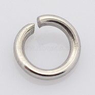 304 Stainless Steel Open Jump Rings, Stainless Steel Color, 8x1.5mm, Inner Diameter: 5mm(STAS-E066-11-8mm)