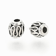 Tibetan Style Alloy Beads, Cadmium Free & Lead Free, Oval, Antique Silver, 6x5mm, Hole: 1.6mm(PALLOY-P184-04AS-RS)