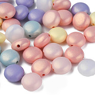 Spray Painted Acrylic Beads, Rubberized Style, Flat Round, Mixed Color, 10x6mm, Hole: 1.4mm, about 1300pcs/500g(MACR-N006-17-C01)