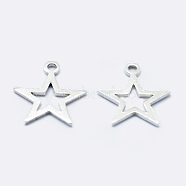 925 Sterling Silver Charms, Star, Silver, 11x9.5x0.8mm, Hole: 1mm(STER-I014-17S)