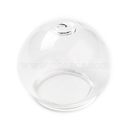 Transparent Glass Bead Cone, for Wind Chimes Making, Half Round, Clear, 20x17mm, Hole: 1.6mm, Inner Diameter: 12.4mm(GLAA-G100-01C-01)