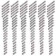 2000Pcs 4 Styles Glass Twisted Bugle Beads, Metallic Colours, Silver, 5~9x2mm, Hole: 0.5mm, 500pcs/style(SEED-GO0001-09C)