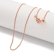 Brass Box Chain Necklaces for Women, Rose Gold, 17.68 inch(449mm)(NJEW-G084-09RG)