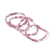 Natural Strawberry Quartz Bead Stretch Bracelets, Tumbled Stone, Nuggets, Inner Diameter: 2~2-1/4 inch(5.2~5.6cm)(BJEW-K213-08)