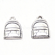 Alloy Pendants, Graduation Theme Pendants, DIY Accessories for Jewelry Making, Backpack, Antique Silver, 20x14x3.2mm, Hole: 2mm(PALLOY-WH0081-67)