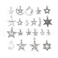 Tibetan Style Alloy Pendants, Star Charms, Antique Silver, 11~30x8~21x2~4mm, Hole: 1.8~2mm, 20pcs/set(PALLOY-B014-08)