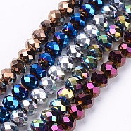 Electroplate Glass Bead Strands, Faceted, Rondelle, Mixed Color, 4x3mm, Hole: 1mm, about 140~145pcs/strand, 18.1 inch(EGLA-R080-4mm-M)