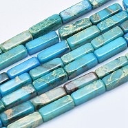 Natural Aqua Terra Jasper Beads Strands, Cuboid, Dyed, 13~14x4~4.5mm, Hole: 1mm, about 30pcs/strand, 15.7 inch(40cm)(G-E444-15A)