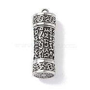 Openable 316 Surgical Stainless Steel Urn Ashes Pendants, with Jump Ring, Column Charm, Antique Silver, Rune, 46x15x13.5mm, Hole: 6.5mm(STAS-E212-29AS-04)