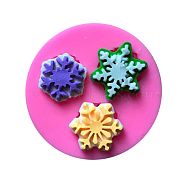 Food Grade Silicone Molds, Fondant Molds, For DIY Cake Decoration, Chocolate, Candy, UV Resin & Epoxy Resin Jewelry Making, Snowflake, Pink, 55x10mm(DIY-E013-04)