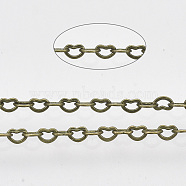 Brass Heart Link Chains, Soldered, with Spool, Antique Bronze, 1.8x2.4x0.4mm, about 9.84 Feet(3m)/Roll(CHC-T008-03AB-01)