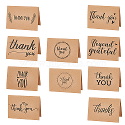 50Pcs 10 Style Kraft Paper Thank You Greeting Cards, Rectangle with Word Pattern, for Thanksgiving Day, BurlyWood, 72x100x1mm, 5pcs/style(DIY-FH0005-59)