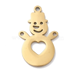 Christmas Theme 304 Stainless Steel Pendants, Laser Cut, Real 18K Gold Plated, Snowman, 23.5x14.5x1mm, Hole: 1.4mm(STAS-R003-04G-01)