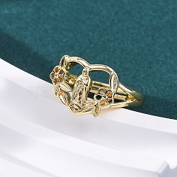 Adjustable Brass Heart with Virgin Mary Rings for Women, Rack Plating, Cadmium Free & Lead Free, Long-Lasting Plated, Real 18K Gold Plated, 12x15.5mm, Inner Diameter: 17mm(RJEW-U047-34G)