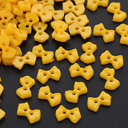 2-Hole Plastic Buttons, Bowknot, Gold, 6x9x2mm, Hole: 1.5mm(BUTT-N018-028-08)