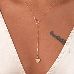 Alloy Heart Ring Pendant Lariat Necklaces for Women, Golden, 21.46 inch(54.5cm)(WG971C7-01)