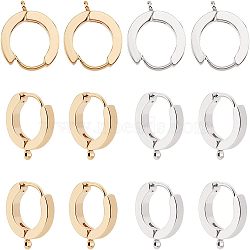 12Pcs 2 Colors 201 Stainless Steel Huggie Hoop Earrings Findings, with 316 Surgical Stainless Steel Earring Pins, Ring, Golden & Stainless Steel Color, 15.5x14x3mm, Hole: 1.6mm, Pin: 1mm, 6pcs/color(STAS-UN0028-58)