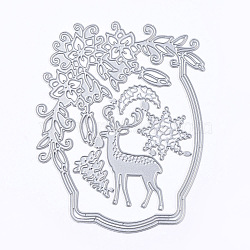 Sika Deer Frame Carbon Steel Cutting Dies Stencils, for DIY Scrapbooking/Photo Album, Decorative Embossing DIY Paper Card, Matte Platinum Color, 133x105x0.8mm(DIY-F046-01)