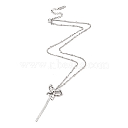 Non-Tarnish 304 Stainless Steel Pendant Necklaces, Bowknot, Stainless Steel Color, 16.65 inch(42.3cm)(NJEW-Z036-04P)