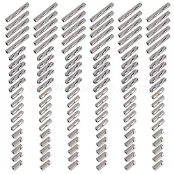 2000Pcs 4 Styles Glass Twisted Bugle Beads, Metallic Colours, Silver, 5~9x2mm, Hole: 0.5mm, 500pcs/style(SEED-GO0001-09C)