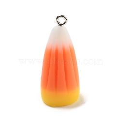 Halloween Opaque Resin Pendants, Candy Corn Charms with Platinum Plated Iron Loops, Orange, 33x14x11mm, Hole: 1.5mm(RESI-C049-01)