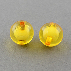 Transparent Acrylic Beads, Bead in Bead, Round, Goldenrod, 8mm, Hole: 2mm, about 2050pcs/500g(TACR-S092-8mm-07)