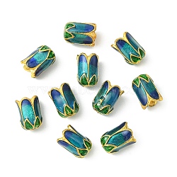 Alloy Bead Caps, with Enamel, 5-Petal, Colorful, 11x8mm, Hole: 2mm(ENAM-YW0003-32A)