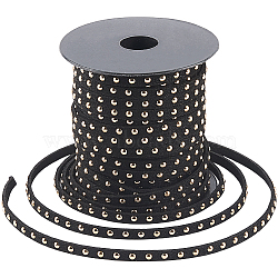 1Roll Micro-Fiber Carding Machine Lace Trim, with Alloy Finding for Backpacks, Clothes Accessories, with 1Pc Organza Gift Bags, Black, 1/4 inch(5mm), about 20.00 Yards(18.29m)/Set(OCOR-CL0001-16A)