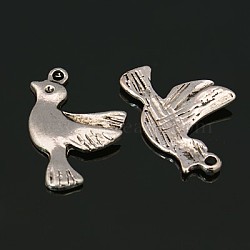 Alloy Pendants, Lead Free & Cadmium Free & Nickel Free, Antique Silver, Bird, Size: about 22mm long, 15mm wide, 3mm thick, hole: 1.5mm(PALLOY-EA11002Y-AS-NF)