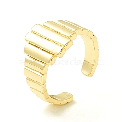 Brass Rectangle Wrapped Open Cuff Ring for Women, Cadmium Free & Lead Free, Real 18K Gold Plated, US Size 7 1/4(17.5mm)(RJEW-P027-02G)