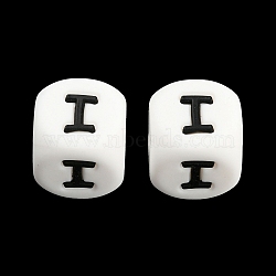 20Pcs White Cube Letter Silicone Beads 12x12x12mm Square Dice Alphabet Beads with 2mm Hole Spacer Loose Letter Beads for Bracelet Necklace Jewelry Making, Letter.I, 12mm, Hole: 2mm(JX432I)