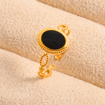 304 Stainless Steel with Enamel Cuff Open Rings for Women, Oval, Golden, 12mm, Inner Diameter: 19mm