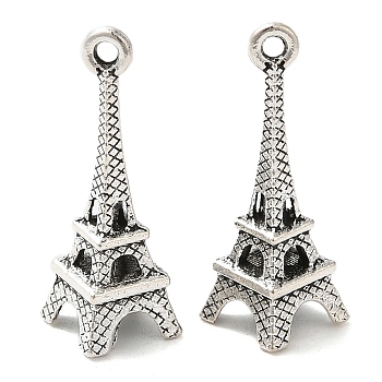 Tibetan Style Alloy Pendants, Eiffel Tower, Cadmium Free & Lead Free, Antique Silver, 23.5x8x8mm, Hole: 1.5mm, about 1000pcs/1000g