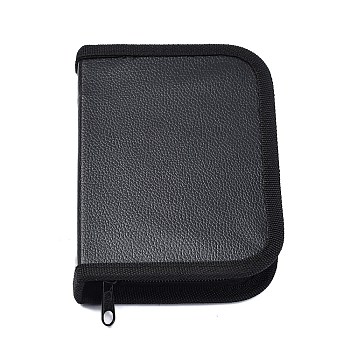 PU Leather & Oxford Cloth Zipper Storage Case, Carrying Case for Jewelry Making Tools, Black, 15.8x11.2x2.7cm