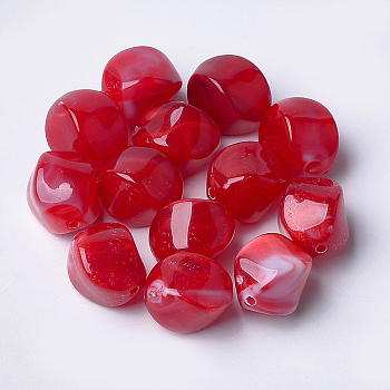 Acrylic Beads, Imitation Gemstone Style, Nuggets, Crimson, 15.5x12x12mm, Hole: 1.8mm
