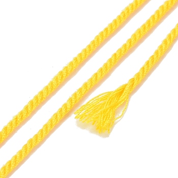 Cotton Cord, Braided Rope, with Paper Reel, for Wall Hanging, Crafts, Gift Wrapping, Gold, 1.5mm, about 21.87 Yards(20m)/Roll