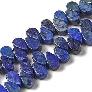 Natural Lapis Lazuli Dyed Beads Strands, Teardrop, Top Drilled, 9~10x5~5.5x3.5~4mm, Hole: 0.7mm, about 40~48pcs/strand, 7.09~7.28''(18~18.5cm).