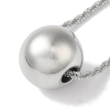 Non-Tarnish 304 Stainless Steel Round Pendant Necklaces, Stainless Steel Color, 17.32 inch(44cm)