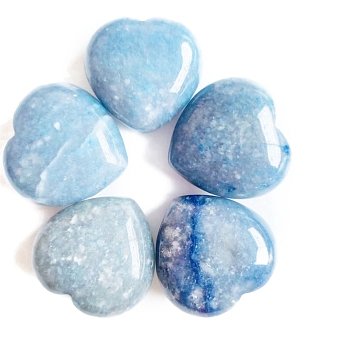 Natural Blue Aventurine Healing Stones, Heart Love Stones, Pocket Palm Stones for Reiki Ealancing, 30x30x15mm