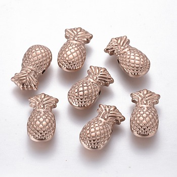 Ion Plating(IP) 304 Stainless Steel Beads, Pineapple, Rose Gold, 18.5x10x4.5mm, Hole: 1.6mm