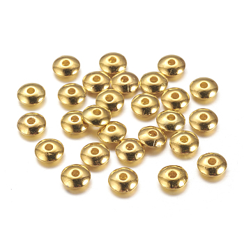 Tibetan Style Spacer Beads, Lead Free & Cadmium Free, Flat Round, Golden, 6x2mm, Hole: 1.5mm