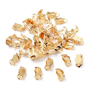 304 Stainless Steel Clip-on Earring Findings, with Round Flat Pad, Flat Round, Golden, Tray: 8mm, 18x8x6mm, Hole: 3mm