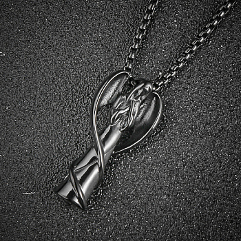 Stainless Steel Angel Pendant Necklaces for Women, Black, no size