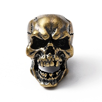 Brass European Beads, Large Hole Beads, Skull, Antique Bronze, 19x13x17mm, Hole: 5.5mm