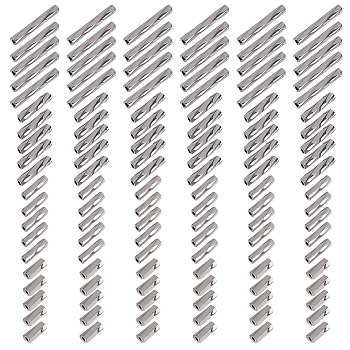 2000Pcs 4 Styles Glass Twisted Bugle Beads, Metallic Colours, Silver, 5~9x2mm, Hole: 0.5mm, 500pcs/style