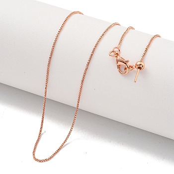 Brass Box Chain Necklaces for Women, Rose Gold, 17.68 inch(449mm)