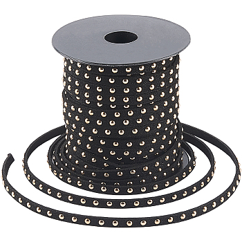 1Roll Micro-Fiber Carding Machine Lace Trim, with Alloy Finding for Backpacks, Clothes Accessories, with 1Pc Organza Gift Bags, Black, 1/4 inch(5mm), about 20.00 Yards(18.29m)/Set