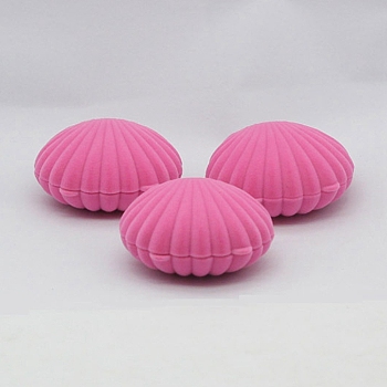 Shell Shaped Velvet Jewelry Storage Boxes, Jewelry Gift Case for Earrings Pendants Rings, Violet, 6x5.5x3cm