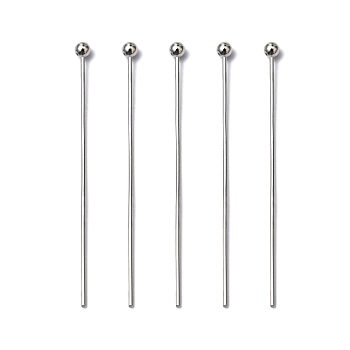 Brass Ball Head pins, Cadmium Free & Lead Free, Platinum, 30x0.5mm, 24 Gauge, Head: 2mm, about 10000pcs/bag