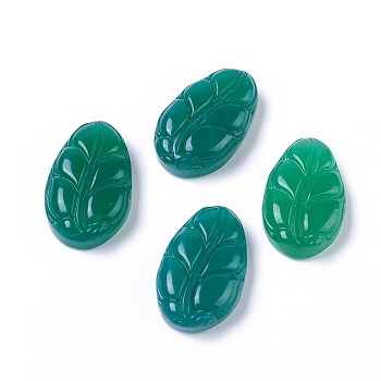 Natural Chalcedony Beads, Carving, Dyed & Heated, No Hole/Undrilled, Leaf, 28.5~29.5x17.5~18.5x7~8mm